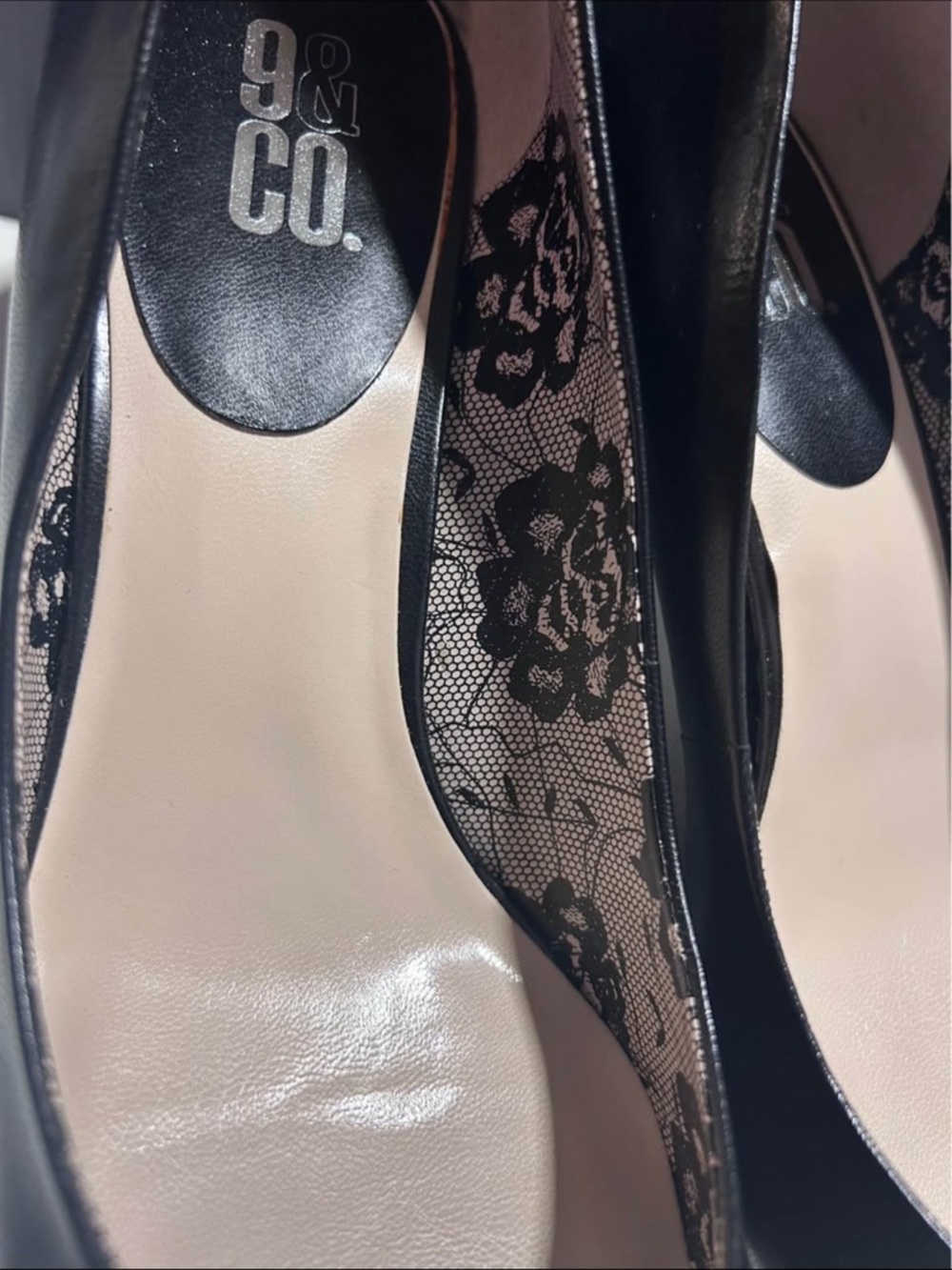 9 & Co. Black Pointed-Toe Lace-Trim Pumps - Picture 6 of 6